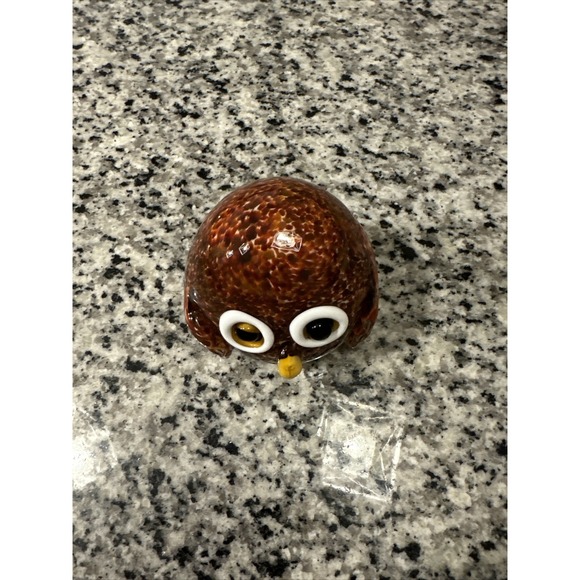 GCA Art Glass - Colorful Glass Cute Big Eye Owl Paper Weight Desk/Office ,3.75"T - Picture 2 of 7